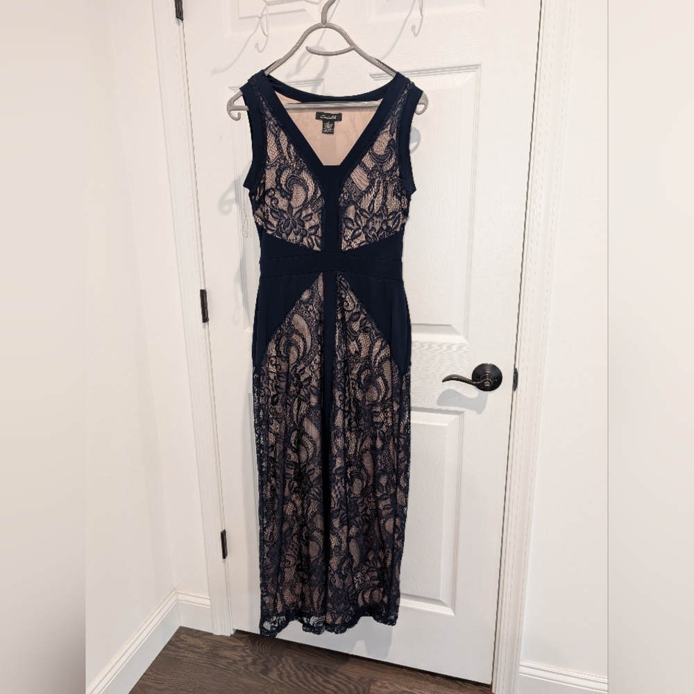 Navy blue and nude dress